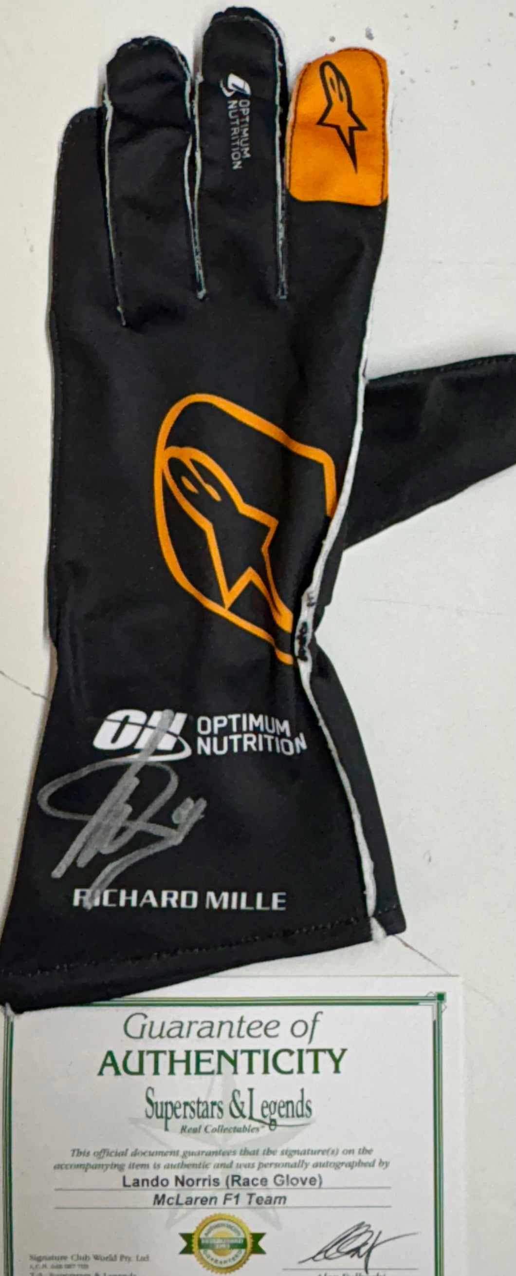 LANDO NORRIS “McLaren F1 Team” Signed Race Glove
