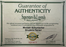 Load image into Gallery viewer, MICHAEL SCHUMACHER Signed Scuderia Ferrari Photo &amp; Race Suit Display
