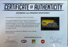 Load image into Gallery viewer, RICHMOND TIGERS “Premiers 2020” Facsimile Team Signed Print Display
