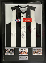 Load image into Gallery viewer, PETER, JOSH &amp; NICK DAICOS Signed Collingwood Jumper Display
