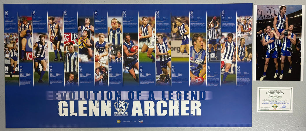 GLENN ARCHER Signed Photo & “Kangaroos Evolution of a Legend” Print