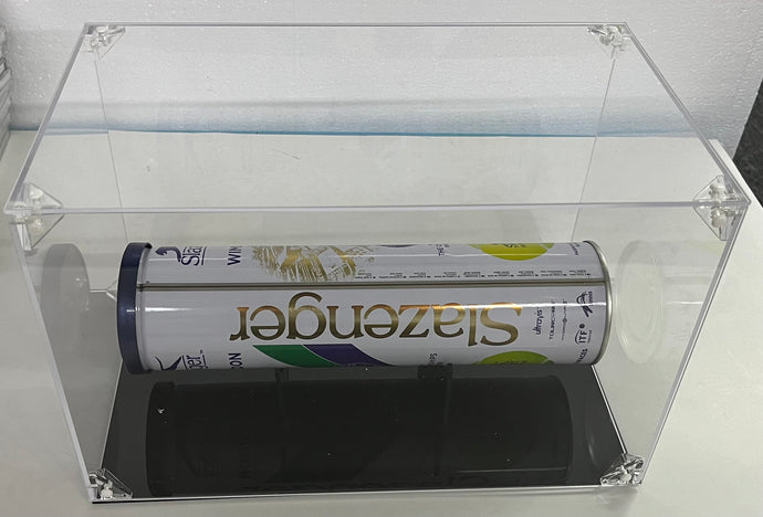High-quality Perspex football display case with engraved plaque