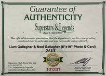 Load image into Gallery viewer, OASIS - LIAM &amp; NOEL GALLAGHER Signed Photo &amp; Card Collage Display
