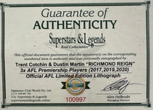 Load image into Gallery viewer, DUSTIN MARTIN &amp; TRENT COTCHIN “Richmond Reign” Signed Lithograph Display
