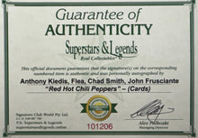Load image into Gallery viewer, RED HOT CHILI PEPPERS - ANTHONY KIEDIS, FLEA, CHAD SMITH &amp; JOHN FRUSCIANTE Signed Cards &amp; Album Display
