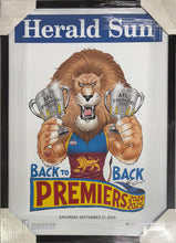 Load image into Gallery viewer, BRISBANE LIONS “2025 Premiers” Herald Sun Mark Knight Poster Display
