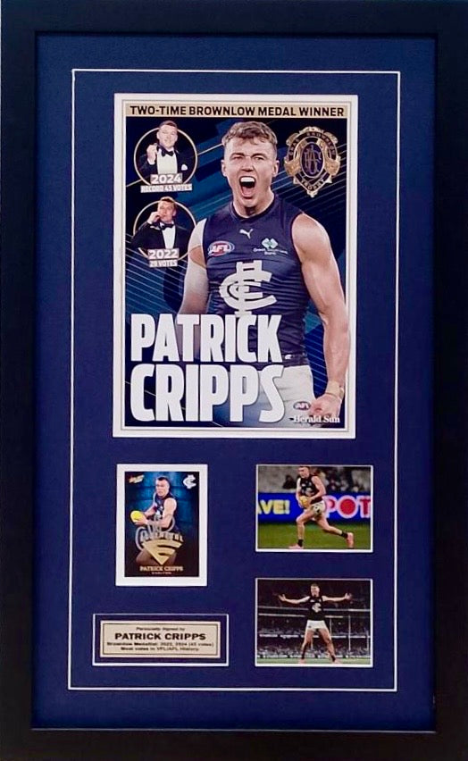 PATRICK CRIPPS Signed Football Card & Photo Collage Display