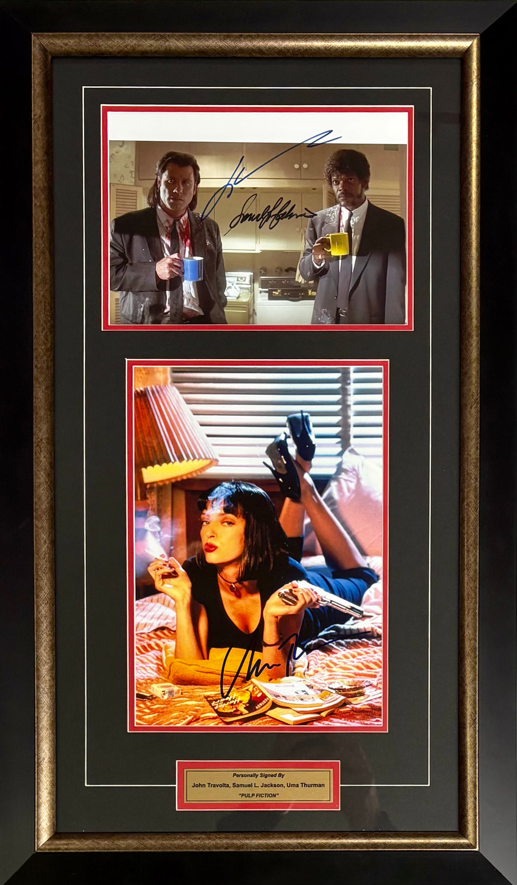 PULP FICTION - Travolta, Jackson & Thurman Signed Photos Display