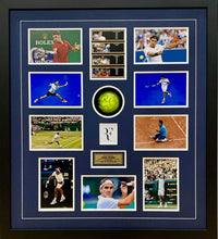 Load image into Gallery viewer, ROGER FEDERER Signed Tennis Ball &amp; Photo Collage Display
