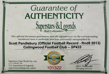 Load image into Gallery viewer, SCOTT PENDLEBURY “SP433” Signed Football Record &amp; Photo Collage Display
