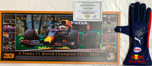 Load image into Gallery viewer, Max Verstappen Signed F1 Red Bull Race Glove &amp; Championship Print
