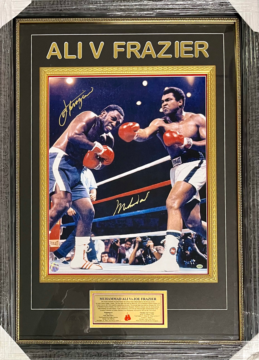 MUHAMMAD ALI & JOE FRAZIER Signed “Thrilla in Manila” Photo Display