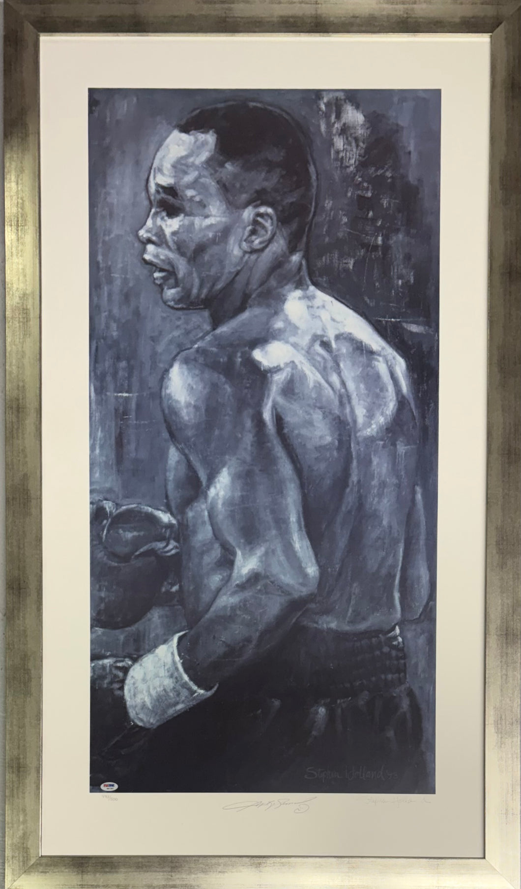 SUGAR RAY LEONARD Signed Stephen Holland Lithograph Display