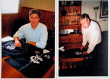 Load image into Gallery viewer, STEPHEN KERNAHAN &amp; DAVID PARKIN Signed 1995 AFL Premiers Jumper Display
