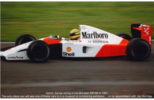 Load image into Gallery viewer, AYRTON SENNA Signed F1 Race Ticket &amp; “Piece of McLaren Car” &amp; Gloves Display
