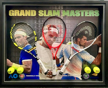 Load image into Gallery viewer, ROGER FEDERER, RAFAEL NADAL &amp; NOVAK DJOKOVIC Signed Tennis Racquets Display
