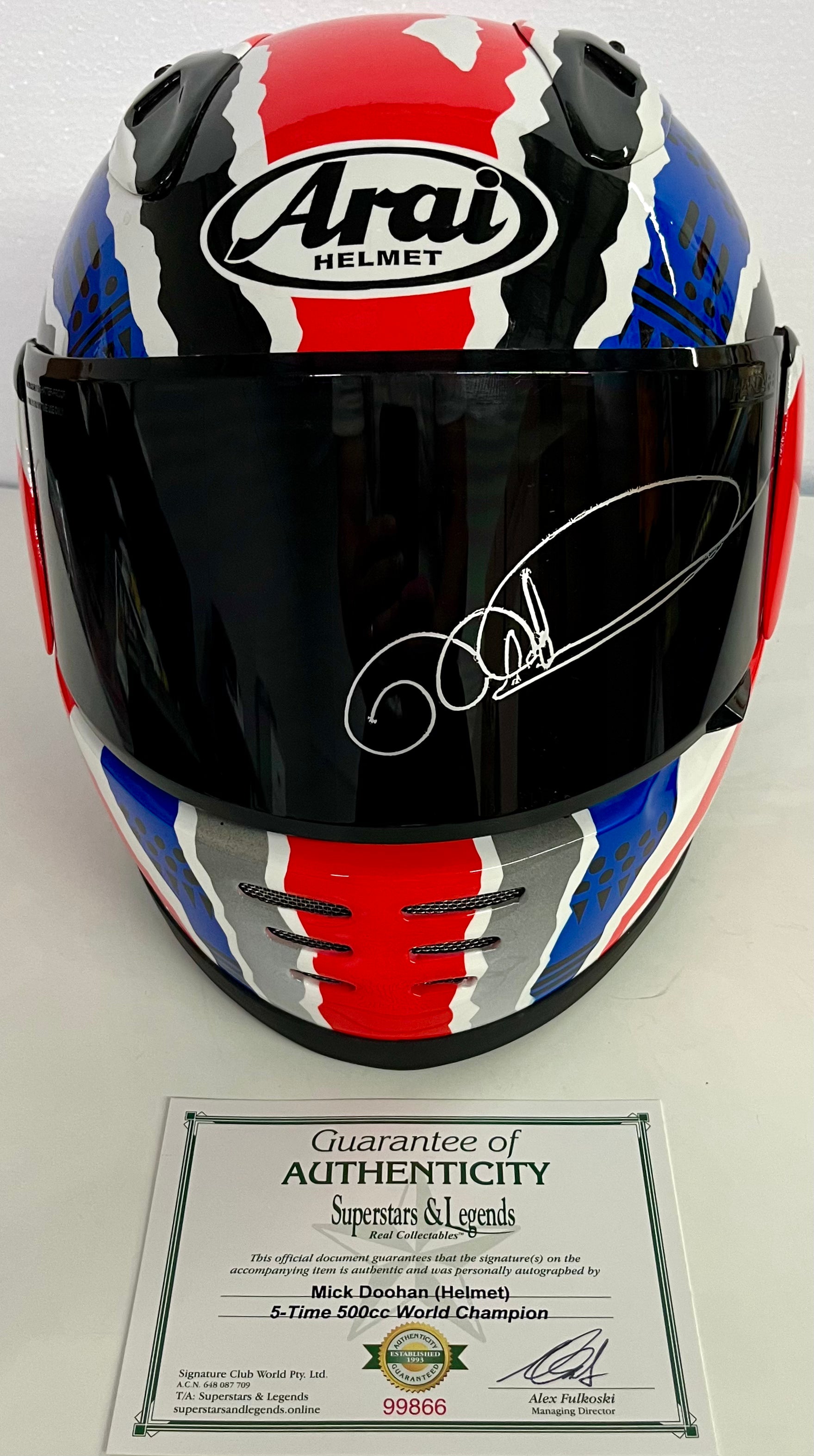 Motogp Mick Doohan Casco DEAGOSTINI 1/5 ARAI RACE HELMET MICK