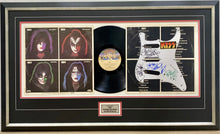 Load image into Gallery viewer, KISS - Paul Stanley, Gene Simmons, Peter Criss &amp; Ace Frehley Signed Guitar Pickguard Display
