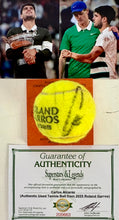 Load image into Gallery viewer, CARLOS ALCARAZ Signed &amp; Authentic Used Tennis Ball from 2025 Roland Garros on Official Base
