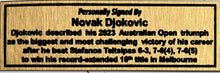 Load image into Gallery viewer, NOVAK DJOKOVIC Signed AO 2023 Tennis Ball &amp; Photo Collage Display
