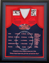 Load image into Gallery viewer, RON BARASSI &amp; ROBERT FLOWER Signed Melbourne “Team of the Century” Jumper Display
