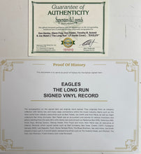 Load image into Gallery viewer, EAGLES - DON HENLEY, GLENN FREY, DON FELDER, TIMOTHY B. SCHMIT &amp; JOE WALSH Signed Album Vinyl LP Display

