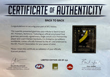 Load image into Gallery viewer, RICHMOND TIGERS “Back To Back” Team Signed Jumper Display
