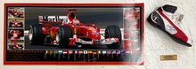 Load image into Gallery viewer, MICHAEL SCHUMACHER “Scuderia Ferrari” Signed Boot &amp; Championship Print Display2
