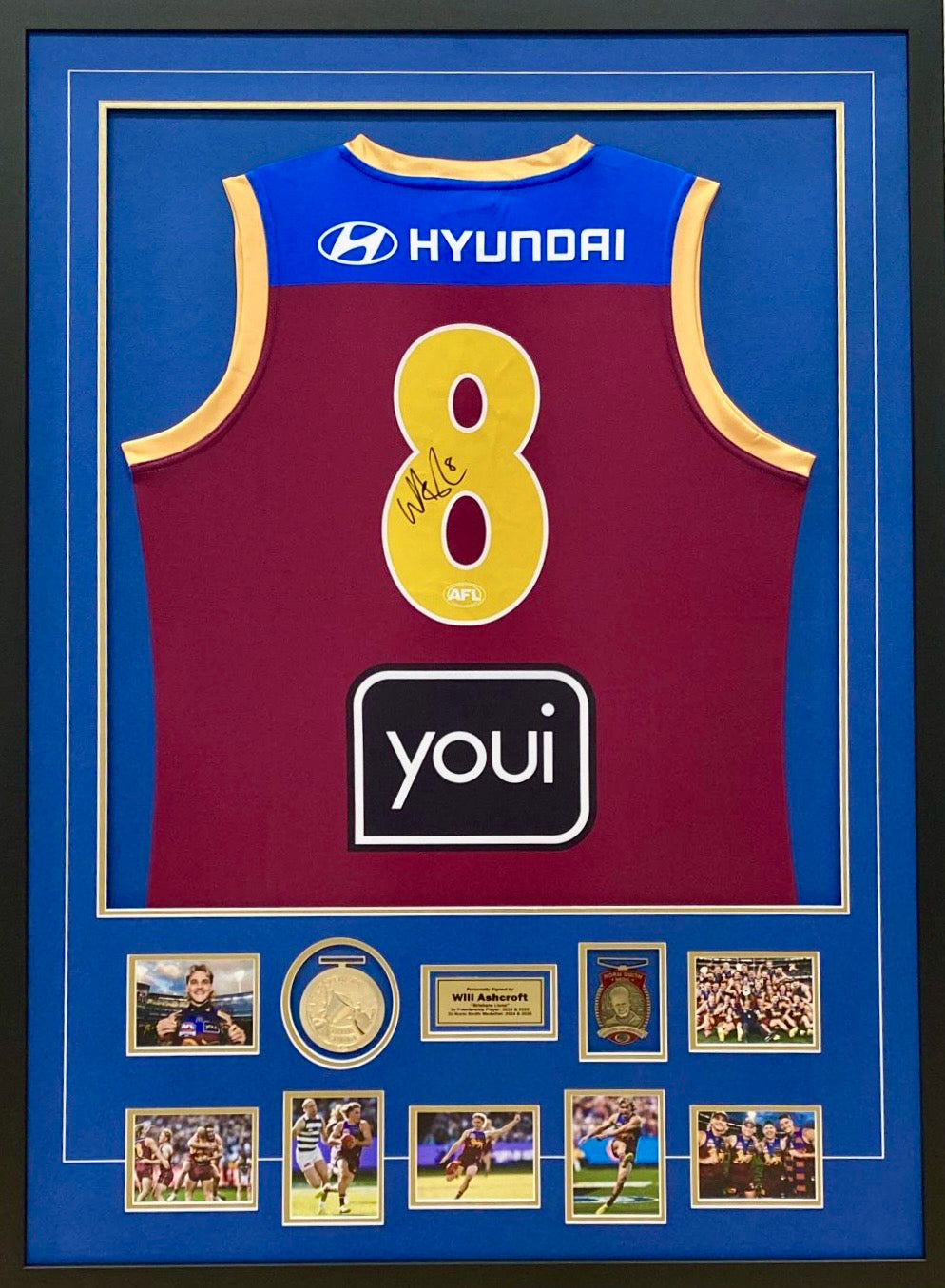 WILL ASHCROFT “Norm Smith Medallist” Signed Jumper & Photo Collage Display