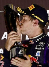 Load image into Gallery viewer, LEWIS HAMILTON, SEBASTIAN VETTEL &amp; MAX VERSTAPPEN Signed F1 Pirelli Podium Caps

