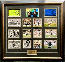 Load image into Gallery viewer, PELE &amp; DIEGO MARADONA Signed Captain Armbands &amp; Photo Collage Display
