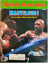 Load image into Gallery viewer, SUGAR RAY LEONARD, ROBERTO DURAN, THOMAS HEARNS &amp; MARVIN HAGLER, “Four Kings” Signed Boxing Trunks &amp; Glove Display3
