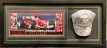 Load image into Gallery viewer, MICHAEL SCHUMACHER “Scuderia Ferrari” Signed Cap &amp; Championship Print Display1
