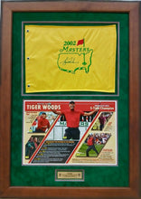 Load image into Gallery viewer, TIGER WOODS Signed “2002 Masters Champion” Pin Flag Display
