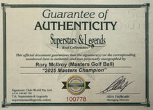 Load image into Gallery viewer, RORY McILROY “2025 Masters Champion” Signed Golf Ball, Flag &amp; Photo Collage Display
