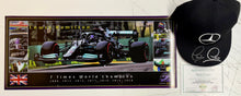 Load image into Gallery viewer, LEWIS HAMILTON Signed Mercedes F1 Team Cap &amp; Championship Print
