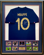 Load image into Gallery viewer, KYLIAN MBAPPE “2018 &amp; 2022 World Cup” Signed France Jersey &amp; Photo Collage Display
