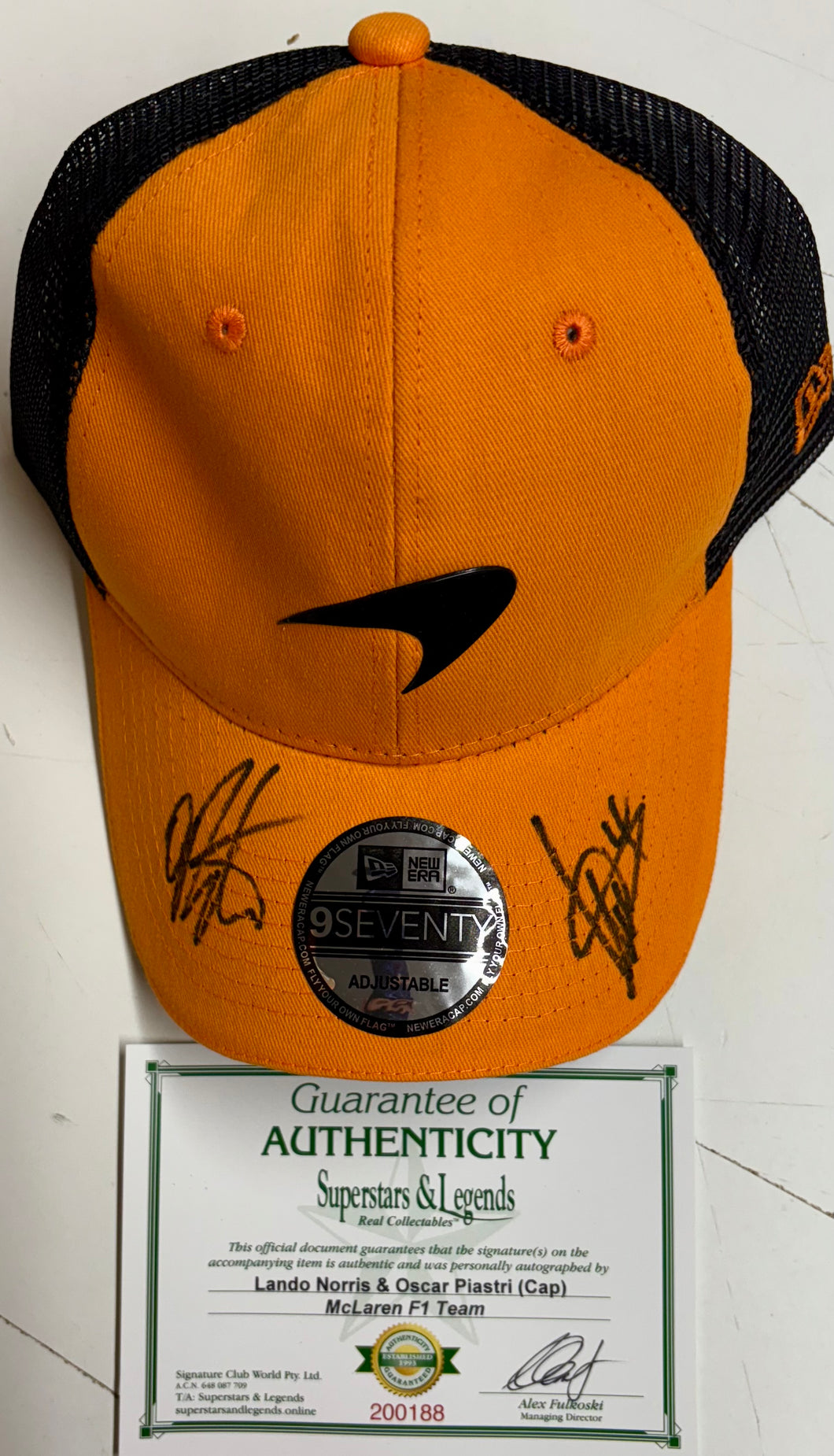 LANDO NORRIS & OSCAR PIASTRI Dual Signed McLaren F1 Cap