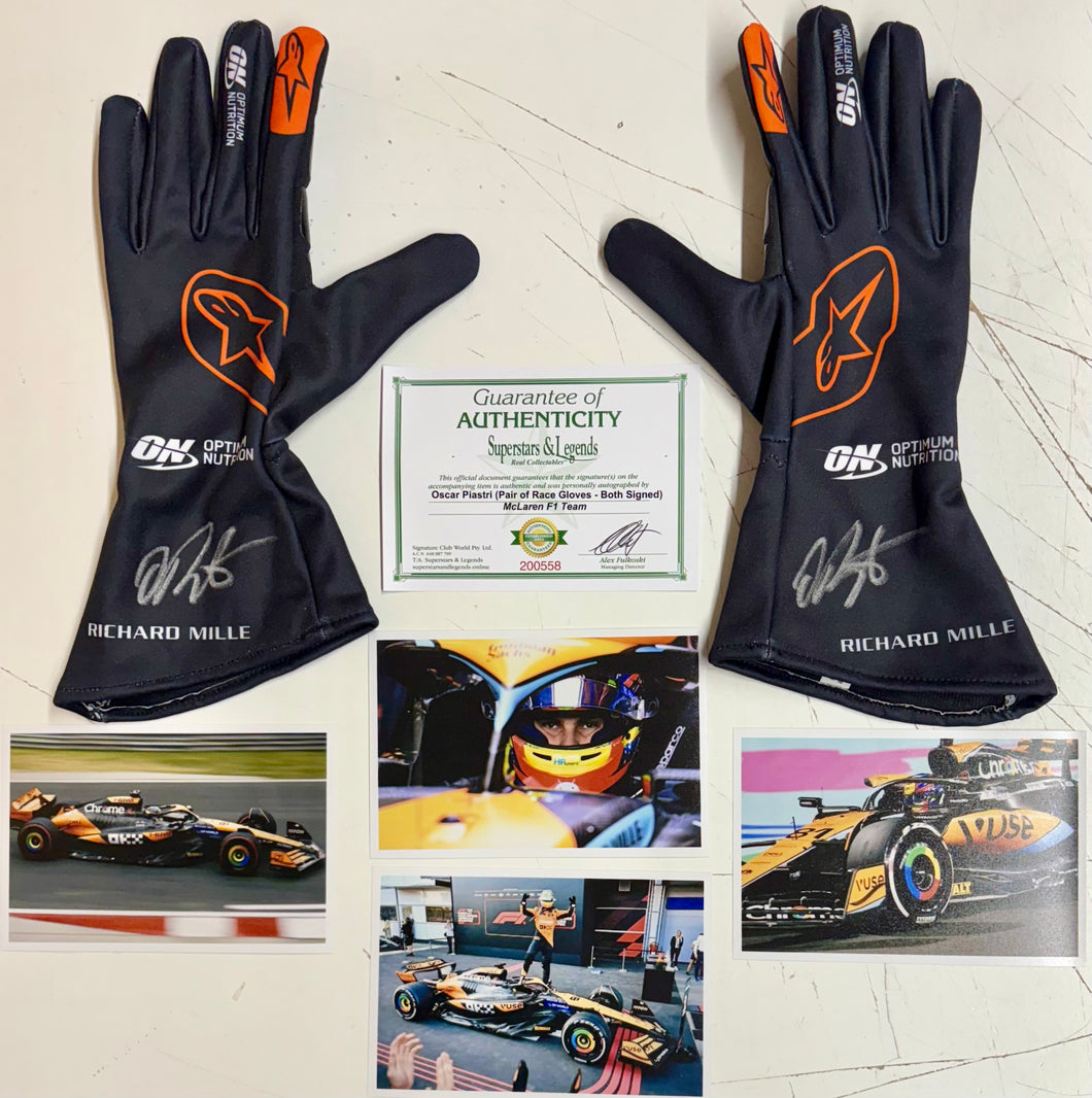 OSCAR PIASTRI Signed F1 Race Gloves (Pair)