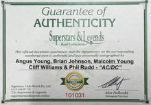 Load image into Gallery viewer, ACDC - ANGUS YOUNG, BRIAN JOHNSON, MALCOLM YOUNG, CLIFF WILLIAMS &amp; PHIL RUDD Signed Display

