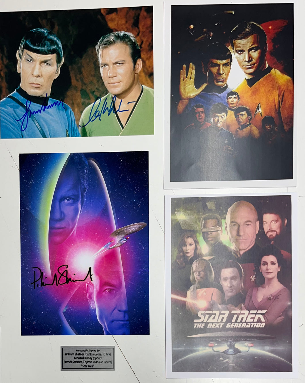 STAR TREK - William Shatner, Leonard Nimoy & Patrick Stewart Signed Photos Display