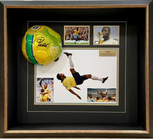 Load image into Gallery viewer, PELE Signed Brasil Soccer Ball &amp; Photo Collage Display
