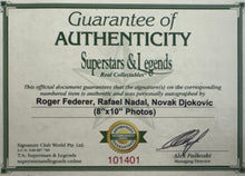 Load image into Gallery viewer, ROGER FEDERER, RAFAEL NADAL &amp; NOVAK DJOKOVIC Signed Photos Collage Display1
