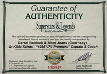 Load image into Gallery viewer, DARREL BALDOCK &amp; ALLAN JEANS “1966 Premiers Captain &amp; Coach” Signed Jumper Display
