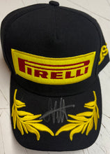 Load image into Gallery viewer, LEWIS HAMILTON, SEBASTIAN VETTEL &amp; MAX VERSTAPPEN Signed F1 Pirelli Podium Caps
