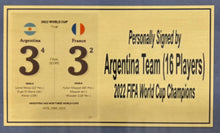 Load image into Gallery viewer, ARGENTINA “2022 World Cup Champions” Team Signed Argentina Jersey &amp; Photo Collage Display
