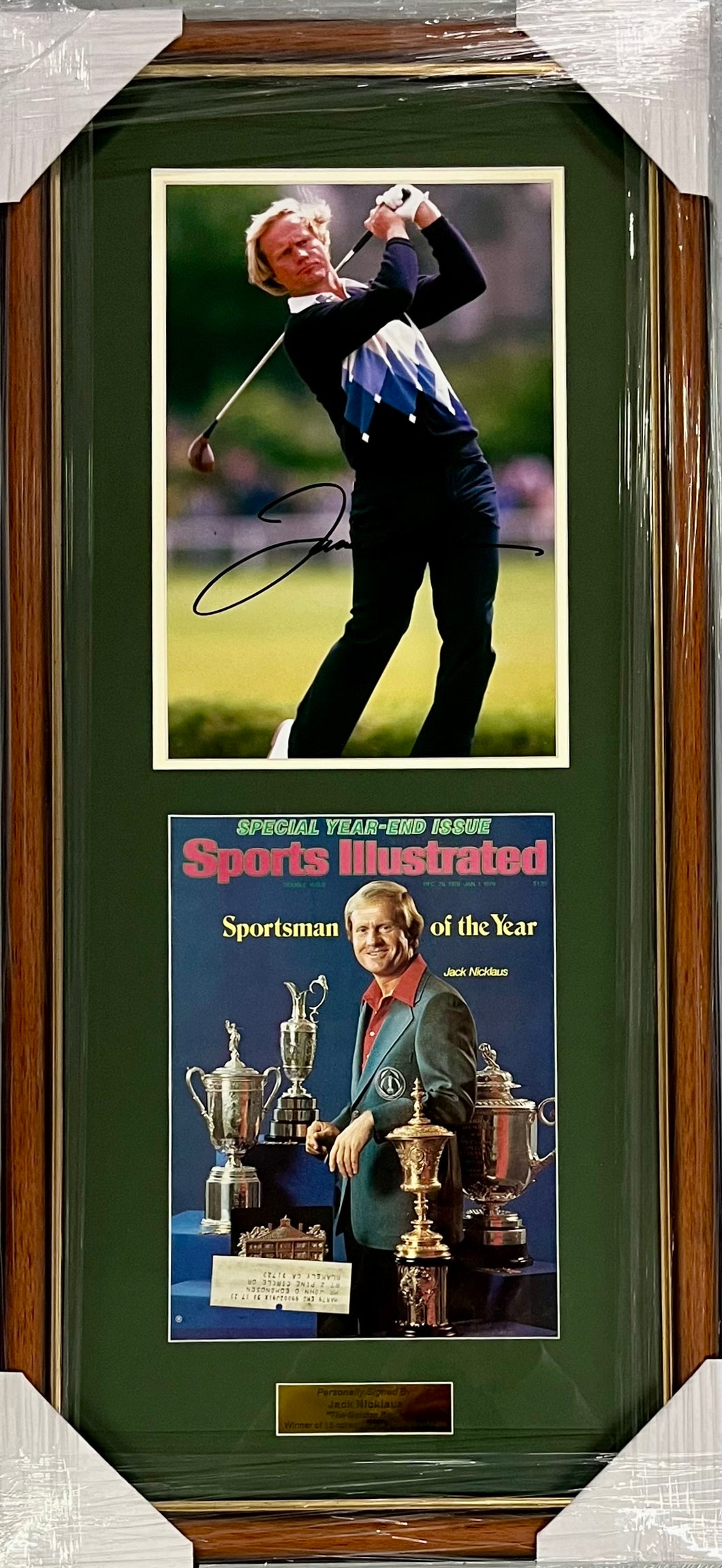 JACK NICKLAUS Signed Photo & Magazine Collage Display