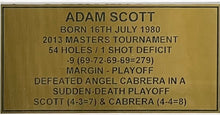 Load image into Gallery viewer, ADAM SCOTT “2013 Masters Champion” Signed Golf Ball &amp; Flag Display
