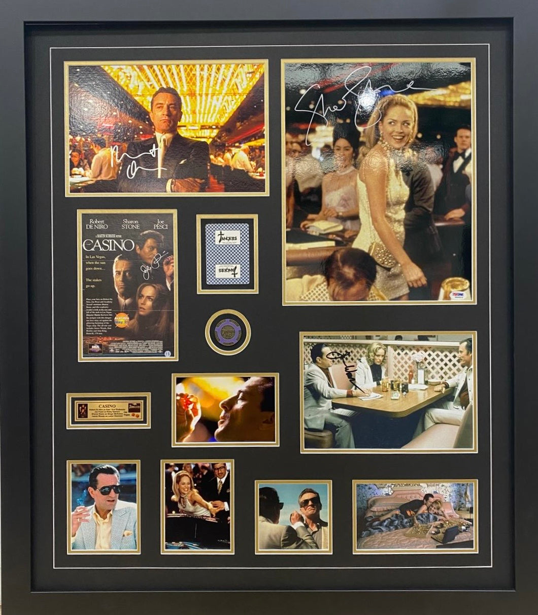 CASINO - ROBERT DE NIRO, JOE PESCI, SHARON STONE & JAMES WOODS Signed Photos Collage Display