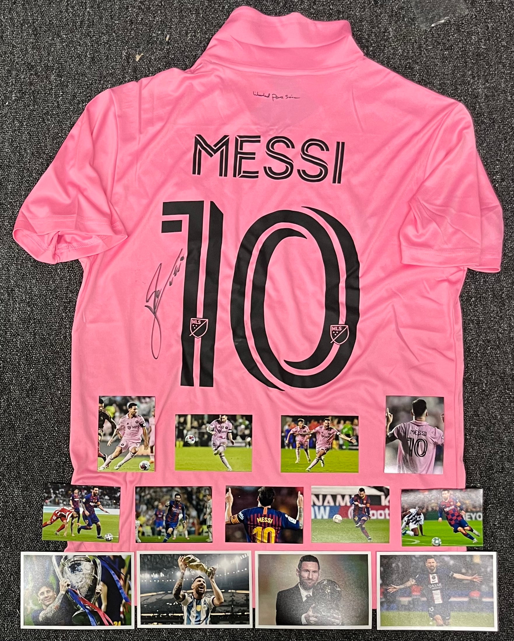 LIONEL MESSI Signed Inter Miami Jersey & Career Photo Collage Display ...